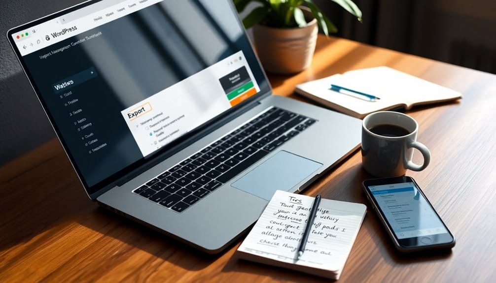 exporting wordpress content easily